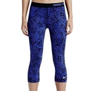 Royal Blue Nike Pro Snake Skin Print Leggings